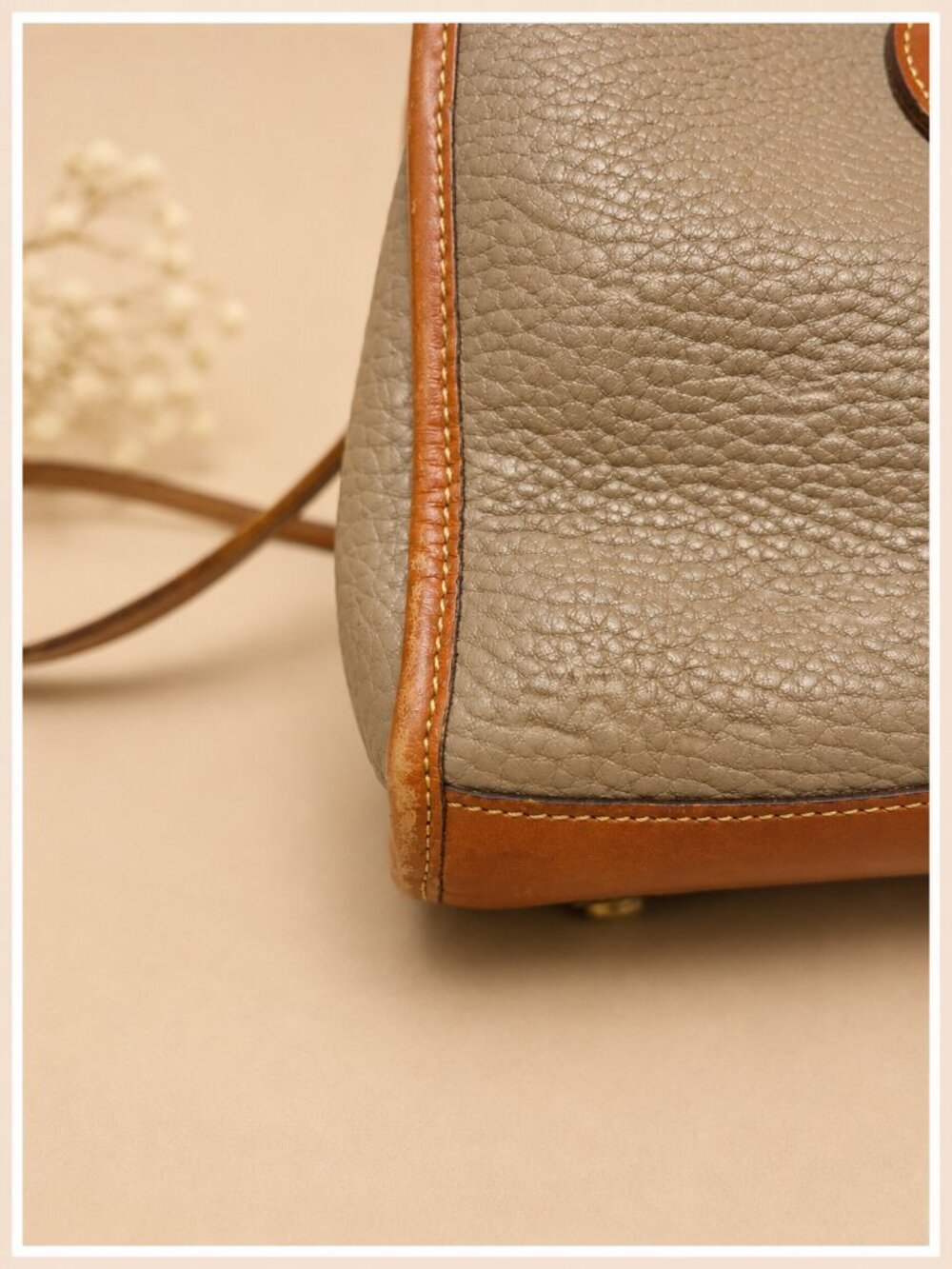 Vintage Dooney & Bourke All-Weather Leather Satchel | Taupe & British Tan | USA - Picture 5 of 10